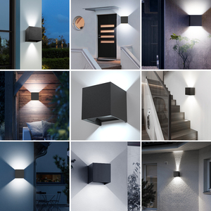 Lumière murale LED carrée en forme de <span class=keywords><strong>cube</strong></span> pour l'extérieur, éclairage mural intérieur/extérieur pour hôtel, éclairage vers le haut et vers le bas - Product Image 5