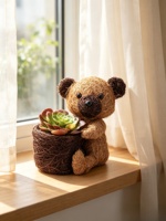 Pot de fleurs en rotin en forme d'ours pour bébé, style américain, sculpté à la main, décoration maison et jardin, vente en gros