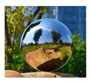 Stainless steel metal outdoor public landscape mirror polished hollow ball fountain sculpture customized stainless steel ball