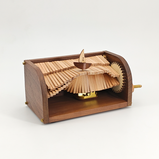 Runwood Luxury Hand-Cranked Wave Maker DIY Wooden Music Box Idea Creative Wood Craft Gift Personalized Hand Crank Music Box
