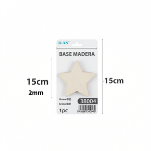 Base en bois en forme d'étoile Ilan, 15 cm, épaisseur 2 mm, décoration artisanale - Product Image 1