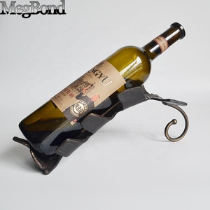 Porte-<span class=keywords><strong>bouteille</strong></span> à vin individuel en métal fin avec décor en feuille, support de table pour décoration - Product Image 6