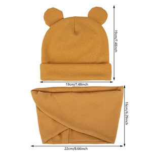 2 Pcs/Lot Cute Bear Ear Baby Turban Hats Scarf Newboorn Boys Girls Faux Cashmere Caps Beanies Autumn Winter Infant Bonnets - Product Image 6