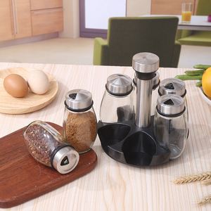 Conjunto de Suporte Rotativo para Temperos de Cozinha com 6 Potes de Vidro e Suporte de Aço Inoxidável - Organizador Vertical de Condimentos - Product Image 2