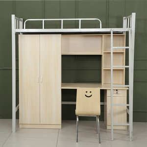 เตียงสองชั้นสีดำและไม้สไตล์โมเดิร์นปรับแต่งได้ พร้อมโต๊ะรูปตัวแอลและชั้นวางแบบเปิดสำหรับลุคสไตล์เมือง - Product Image 1