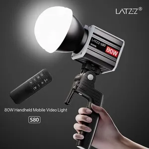 LATZZ S80 Lumière vidéo LED 80W COB Lumière de photographie bicolore 2800K-6800K 9 FX Lumière de remplissage de ventilateur à effets spéciaux pour la diffusion en direct