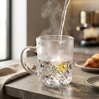 Mug à café en verre texturé transparent avec poignée ergonomique en forme de C, capacité de 245 ml, pour la maison, le bar et le café