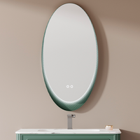 Meuble-lavabo mural moderne pour salle de bain, finition laquée verte, armoire sous-évier minimaliste, tiroir à fermeture douce, miroir intelligent rétroéclairé