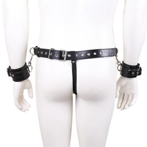 Bdsm <span class=keywords><strong>Bondage</strong></span> Flirten Sexy Mannelijke Kuisheid Handboeien Lederen Kuisheidsbroek Met Handboeien En Korsetten Voor Zowel Mannen Als Vrouwen - Product Image 3