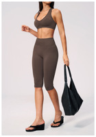 Ensemble de sport yoga sans couture pour femme, col en V, ajusté, séchage rapide, anti-humidité, taille haute, effet push-up, 2 pièces