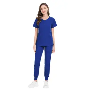 Wholesale Polyester Rayon Spandex Elastic Custom Logo Girls Hospital Uniforms Scrubs For Women Medical Lab Coats Nurse Uniform