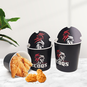 Cubos de Papel Desechables Personalizados para Alitas de Pollo Frito de 3 Litros y 130 oz con Tapa - Product Image 2