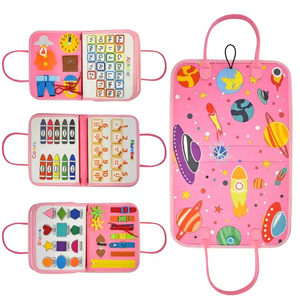 Nuevo diseño de bolsa, libro de tablero ocupado, juguetes educativos Montessori para niños pequeños, tablero ocupado de fieltro plegable para <span class=keywords><strong>autismo</strong></span> sensorial para niños pequeños - Product Image 2