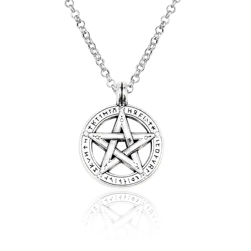 Прямая поставка, ожерелье с подвеской в виде пятиугольной звезды на иврите, Мужская цепочка с амулетом в виде звезды, шнур для талисмана, сверхнатуральные ожерелья