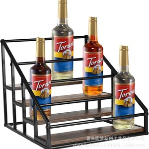 Cross-border wooden coffee syrup storage rack, wine bottle display rack, syrup bottle holder, coffee bar, <b>kitchen</b> wine rack, bar - Product Image 1