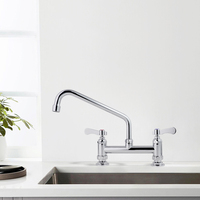 Robinet de lavabo commercial de haute qualité 6/8/10/12/14 pouces en chrome pour cuisine et salle de bain, à double poignée, cartouche céramique, eau chaude et froide