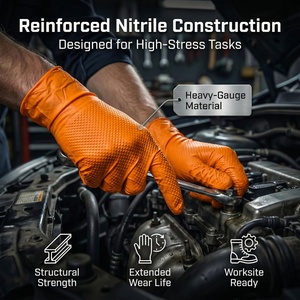 Gants en nitrile orange robustes, taille M, 8,5 MIL, texture diamant antidérapante, sans poudre, manchette droite - Product Image 6