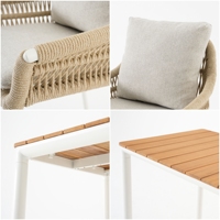 Ensemble de salle à manger d'extérieur moderne en promotion : tabourets de bar hauts et chaises de jardin en aluminium tressé