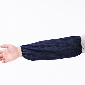 Denim Sleeve <b>Protectors</b> Dark Blue Elastic Flat Cut Long Canvas Wear Resistant For Workshop Use - Product Image 3