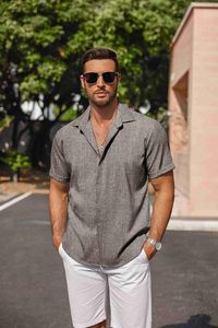 Camicie casual da <span class=keywords><strong>uomo</strong></span> COOFANDY in <span class=keywords><strong>lino</strong></span> rayon con perline, a maniche corte, con bottoni, per spiaggia, estate, matrimonio - Product Image 6