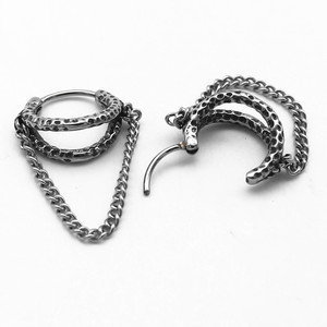yunnique Hoop Earrings 316 Stainless Steel <b>Chain</b> Design Retro Style For Men And Women - Product Image 3