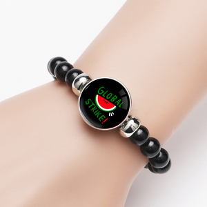 Braccialetto Elastico con Perline di Vetro 'Palestine Lives Matter', Gioiello con Perline di Vetro e Pietra, Bracciale con Perline della Palestina - Product Image 4