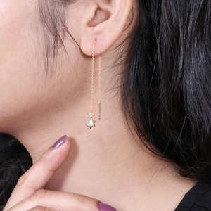 Conception unique Zircon étoile forme oreille enfileur chaîne 925 argent Sterling balancent boucles d'oreilles bijoux de mode pour les femmes - Product Image 3