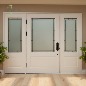 <span class=keywords><strong>Porte</strong></span> d'entrée simple en bois massif (Acajou/Chêne) avec panneaux de verre latéraux doubles, insonorisée et finie – Offre Spéciale - Product Image 6