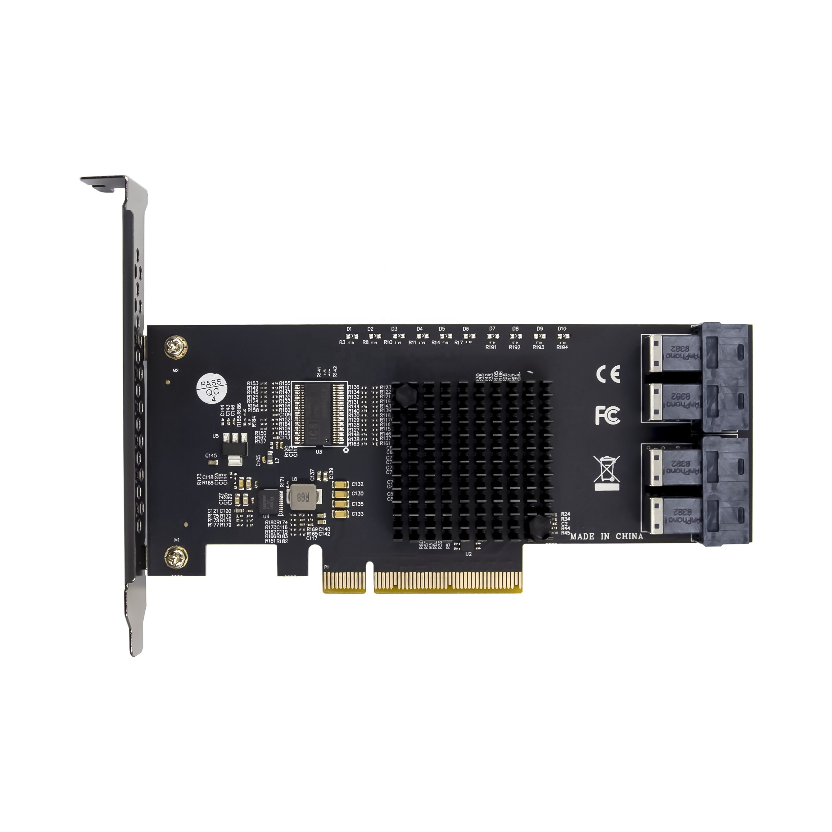PCIE Gen 3 X8 to 4 Port U.2 Sff-8643 NVME Expansion Card