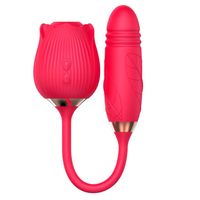 2-in-1 Erwachsenen-Sexspielzeug G-Punkt Klitoris-Saugstimulator Vibrator Teleskopischer Vibrationsdildo USB-Aufladbar Wasserdicht für