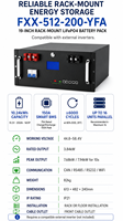 Batería de Almacenamiento LiFePO4 Fuxile de 51.2V 200Ah 10.24kWh, Tipo Split, Montaje en Rack, 6000 Ciclos, Clasificación IP21, CAN, RS485, RS232