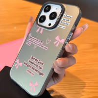 Coque de téléphone portable en TPU et PC avec impression nœud papillon et argent électroplaqué pour iPhone Xs 11 12 13 14 15 16 17 18 Pro Max