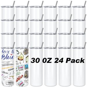 Gobelets de sublimation en vrac de 30 oz, gobelets de sublimation en acier inoxydable à double paroi isolés sous vide avec paille, vendus individuellement - Product Image 5