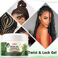 Gel Coiffant Professionnel Effet Brillance Longue Durée pour Tresses et Twists, à l'Huile de Ricin Noire Africaine, Parfum Fraise, Marque Blanche