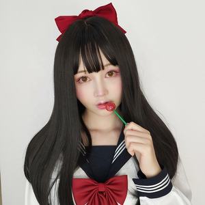 <span class=keywords><strong>Parrucca</strong></span> <span class=keywords><strong>nera</strong></span> diritta lunga 50cm all'ingrosso Cosplay sintetica Anime Halloween Party Peluca <span class=keywords><strong>parrucca</strong></span> Lolita resistente al calore per ragazze - Product Image 4