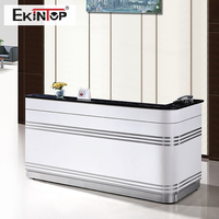 Comptoir de réception de bureau moderne en bois d'occasion, design de luxe, vente en gros