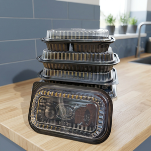 1 2 4 Compartment Disposable Plastic Food <b>Container</b> with Lid Takeaway Lunch Box Meal Prep Food <b>Storage</b> Box - Product Image 1