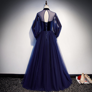 Venta al por mayor hasta el suelo cuello alto vestido de <span class=keywords><strong>fiesta</strong></span> de noche Formal con mangas largas A-line tul vestido de graduación Vestidos De <span class=keywords><strong>Fiesta</strong></span> - Product Image 5