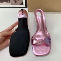 Escarpins Femme «QuiteS» Violet à Bout Carré, Sandales d'Été de Soirée, Talons Moyens à Fleur Diamant, Chaussures de Bureau Ouvertes, Vente Chaude
