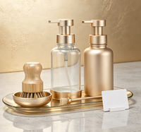 Flacon Distributeur de Savon Moussant Vide Personnalisable avec Logo, en Verre Transparent Mat, Pompe Moussante 500ml pour Lavage des Mains et Emballage Cosmétique