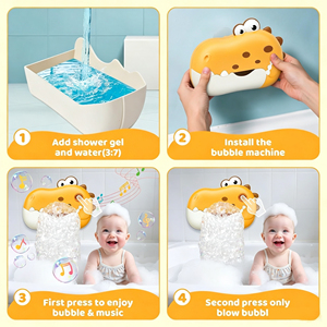 Juguetes de Baño para Bebés, Máquina de Burbujas de Baño Recargable con Forma de Dinosaurio y Música, Juguetes de <span class=keywords><strong>Bañera</strong></span> para Niños Pequeños, Generador de Burbujas para Niños - Product Image 5