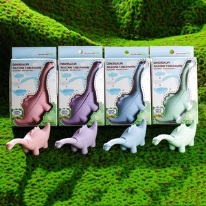 Cute Dinosaur Shape Baby Feeding <strong>Tableware</strong> <strong>Set</strong> Silicone Spoon Silicone Baby <strong>Set</strong> Kid Cutlery <strong>Set</strong>