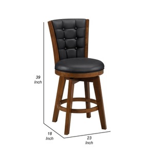 Core Set of 2 Swivel Counter <b>Stool</b> Chairs Brown Black Faux <b>Leather</b> Transitional Dining Home Office - Product Image 5