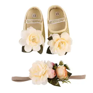 Sapatos de bebê com faixa de flor, conjunto de sapatos para bebês personalizado, presente de natal