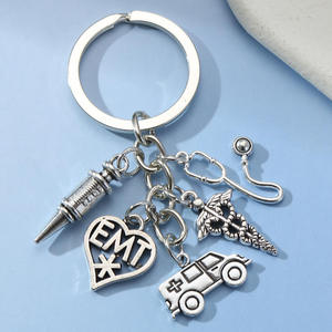 Llaveros <span class=keywords><strong>de</strong></span> metal médicos enfermera regalos <span class=keywords><strong>ambulancia</strong></span> llavero EMT estetoscopio símbolo médico técnico médico <span class=keywords><strong>de</strong></span> emergencia - Product Image 1