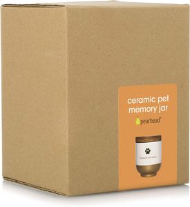 Pearhead Ceramic Forever in Our Hearts Pet Memorial, urna de recuerdo para perros o gatos, Rainbow Bridge, Gold - Product Image 5