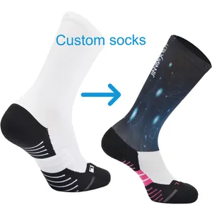 2024 sublimation customized socks low MOQ knee eco friendly polyester printed custom sports socks
