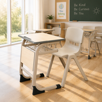 Ensemble chaise et bureau scolaire robuste et fixe, idéal pour les projets en classe, en académie et dans les centres d'apprentissage post-éducatifs