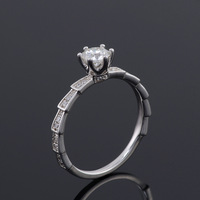 Bague en Moissanite à Six Griffes, Plaqué Or 18K sur Argent 925, Pavé Scintillant, Cadeau d'Anniversaire pour Femme