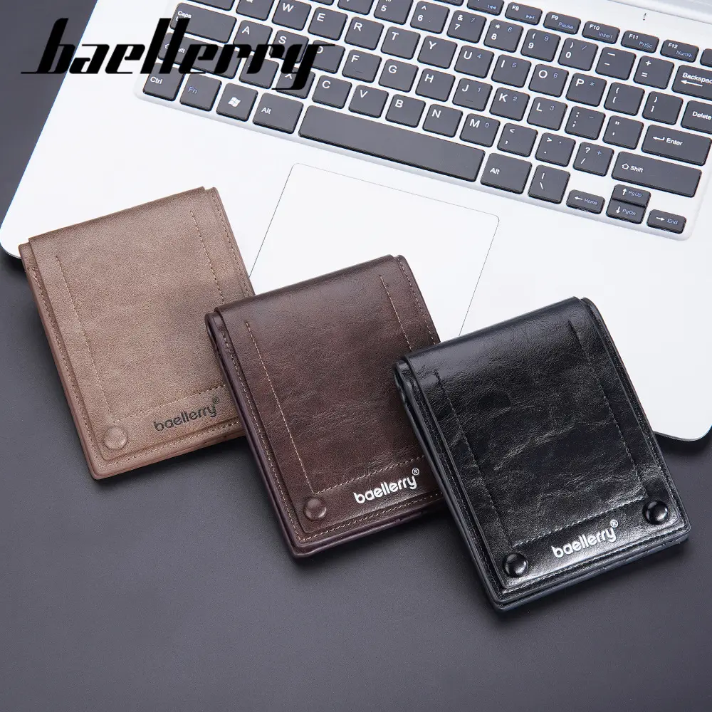 2023 new pu Wallet Men's short minimalist multi-card clip retro open card holder wallet